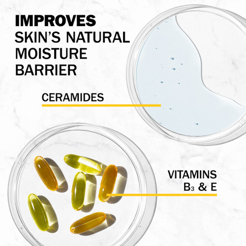 Improves skin's natural moisture barrier. Ingredients ceramides, vitamin B3 and E