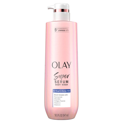 Olay Super Serum Body Wash for Rough and Bumpy Skin bottle with pump