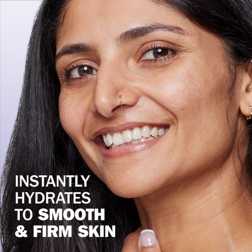 Model posing. Instantly hydrates to smooth and firm skin