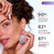 Model applying serum to face with dropper. 90% felt instantly smooth skin. 82% saw brighter skin in one week. 87% saw improved skin texture in two weeks.