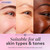 3 images of models with diverse skin tones. Suitable for all skin types and tones. Use daily to refresh and rejuvenate your eyes.
