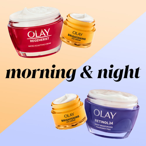 Morning and Night. Micro-sculpting cream pair with vitamin c eye cream, Retinol 24 night moisturizer pair with vitamin c eye cream.