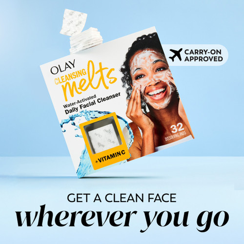 Vitamin C 32 count box. Carry on approved. Get a clean face wherever you go.