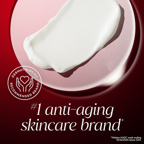 Olay Niacinamide Hydrating Cream texture swipe. #1 anti aging brand*. Dermatologist recommended brand. *Nielsen XAOC week ending 10/26/2024 latest 52W