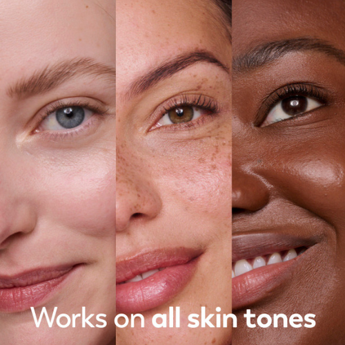 3 separate images of diverse skin tones. Works on all skin tones.